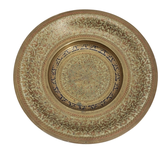 Vintage Engraved and Embellished Footed Brass Bowl - Picture 2 of 6